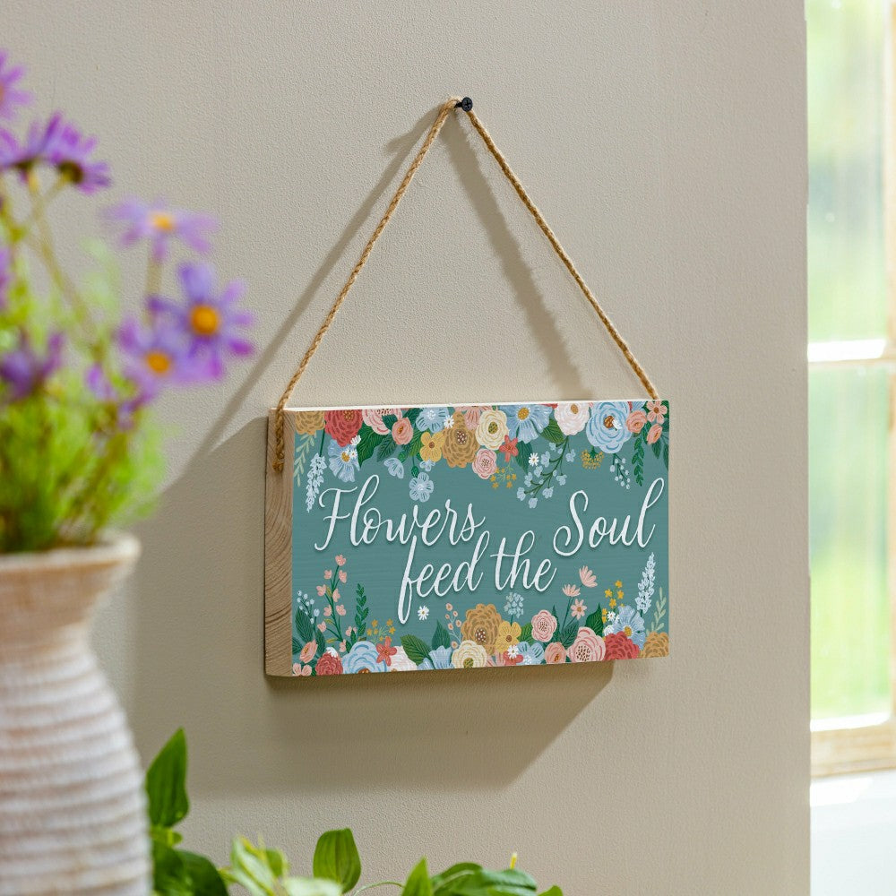 What She Shed Garden Decor, Hanging Sign, Floral Birds, 11" L x 6" H | Plow & Hearth