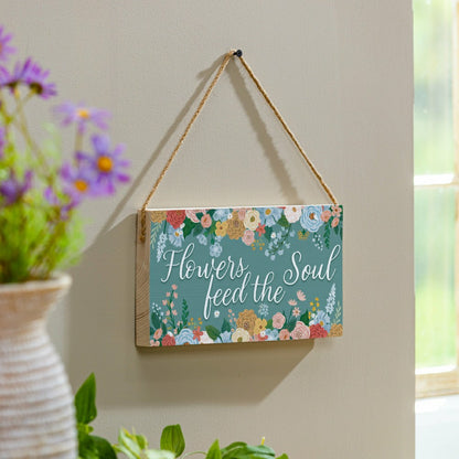 What She Shed Garden Decor, Hanging Sign, Floral Birds, 11" L x 6" H | Plow & Hearth