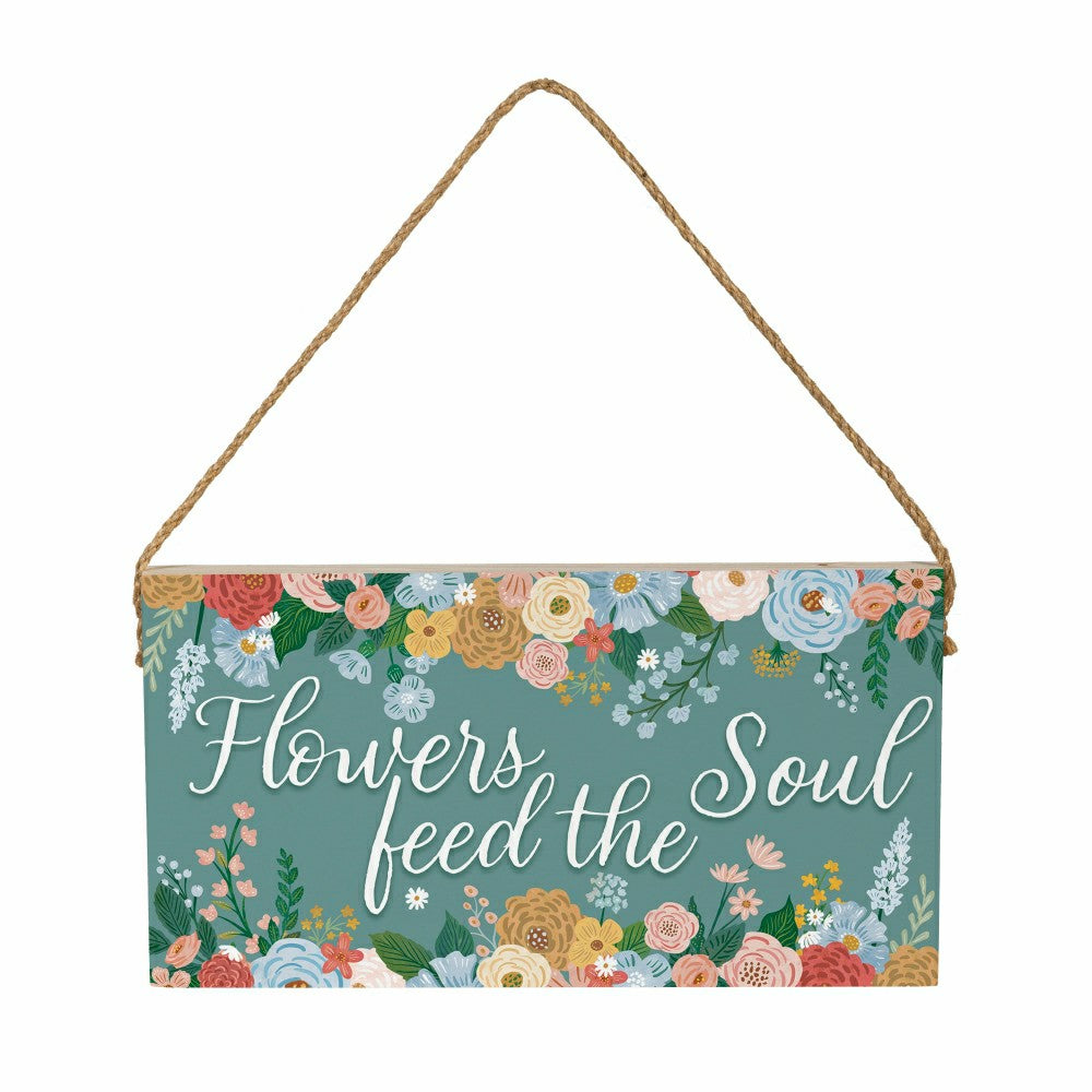 What She Shed Garden Decor, Hanging Sign, Floral Birds, 11" L x 6" H | Plow & Hearth