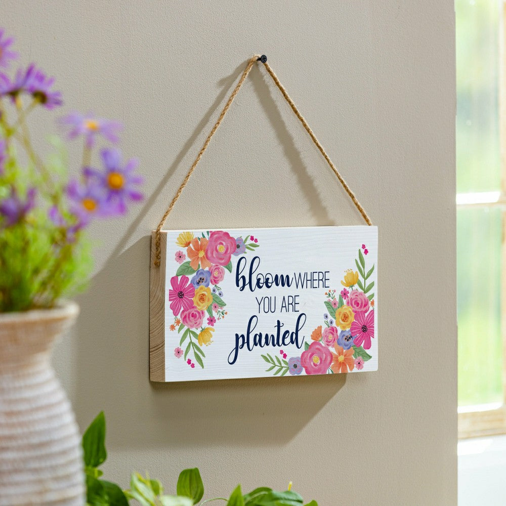 Bunny Blooms Garden Decor, Hanging Sign, Bloom Where You are Planted,  | Plow & Hearth