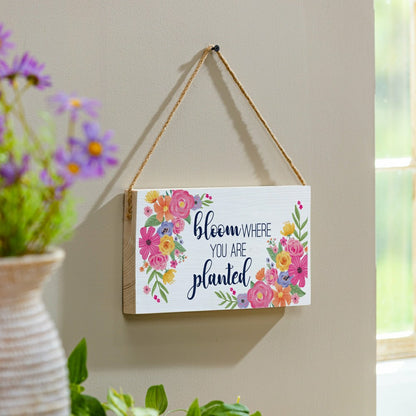 Bunny Blooms Garden Decor, Hanging Sign, Bloom Where You are Planted,  | Plow & Hearth