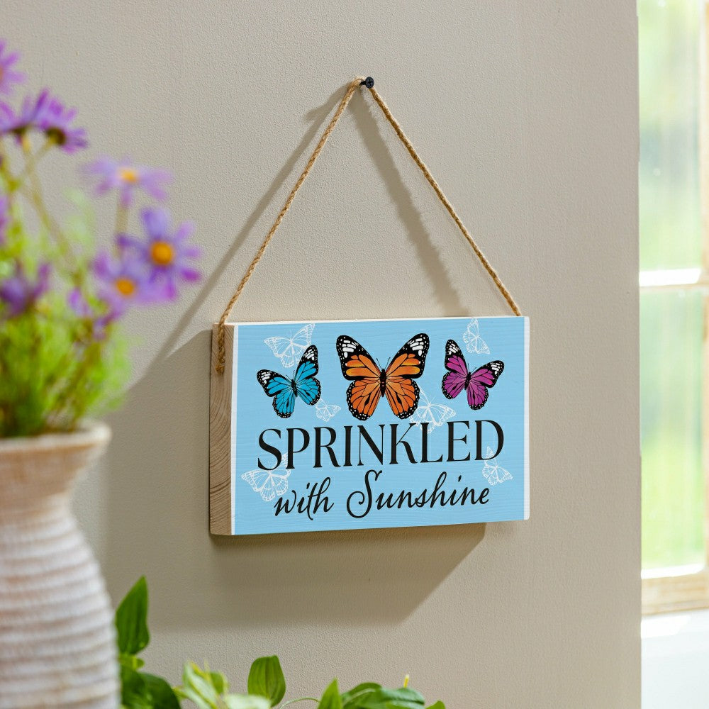 Pollinator Garden Decor, Hanging Sign, Sprinkled with Sunshine, 11" L  | Plow & Hearth