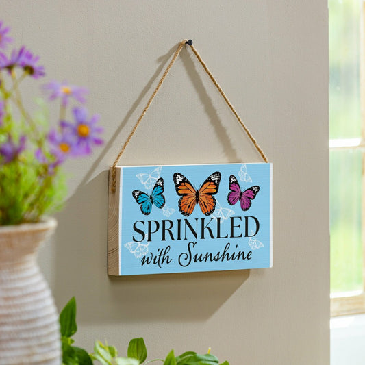 Pollinator Garden Decor, Hanging Sign, Sprinkled with Sunshine, 11" L  | Plow & Hearth