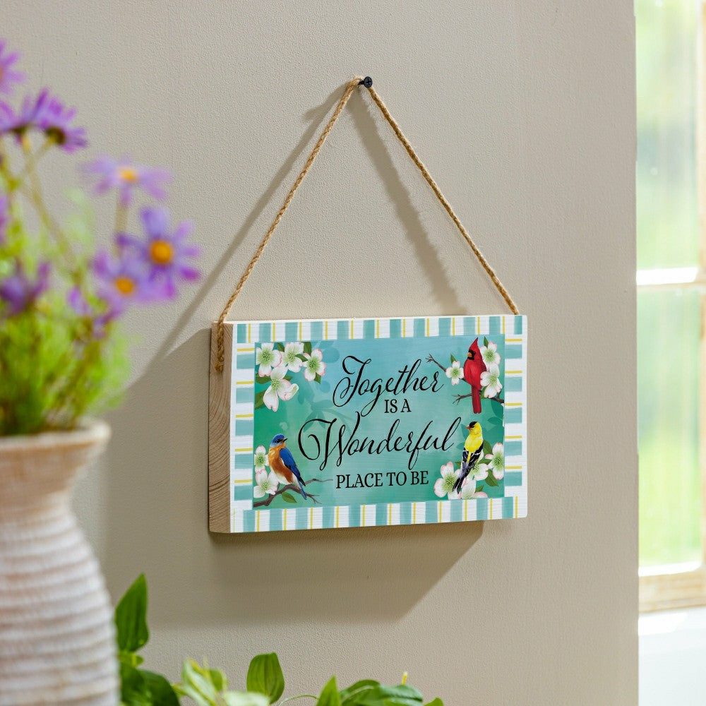 Pollinator Garden Decor, Hanging Sign, Birds, 11" L x 6" H | Plow & Hearth