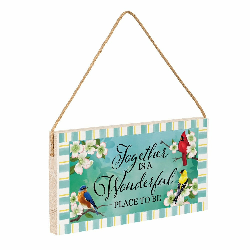 Pollinator Garden Decor, Hanging Sign, Birds, 11" L x 6" H | Plow & Hearth