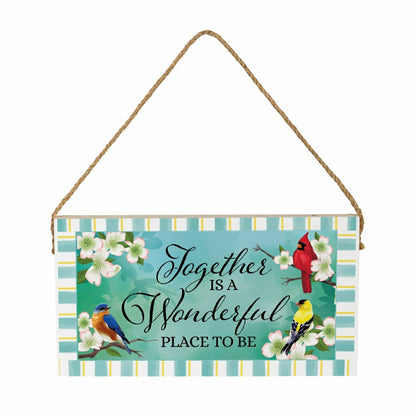 Pollinator Garden Decor, Hanging Sign, Birds, 11" L x 6" H | Plow & Hearth