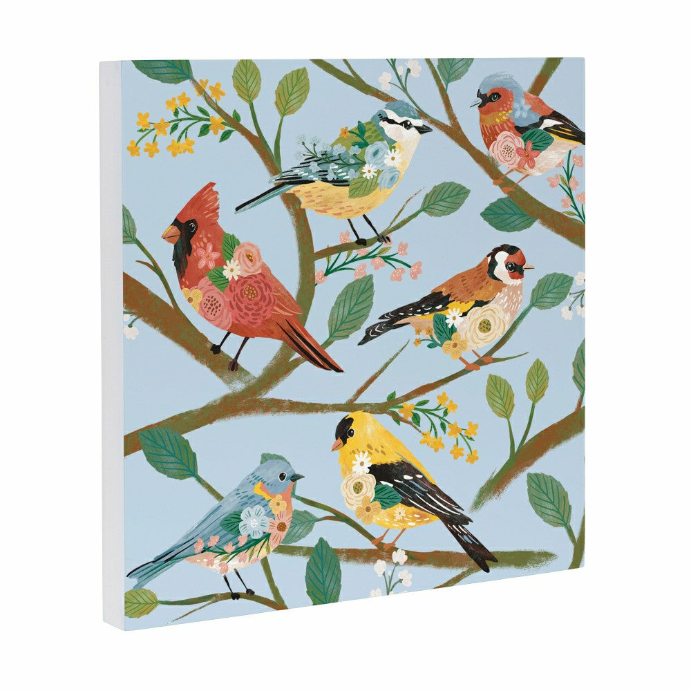 What She Shed Indoor Wall Decor, Floral Birds, 12" L x 12" H | Plow & Hearth