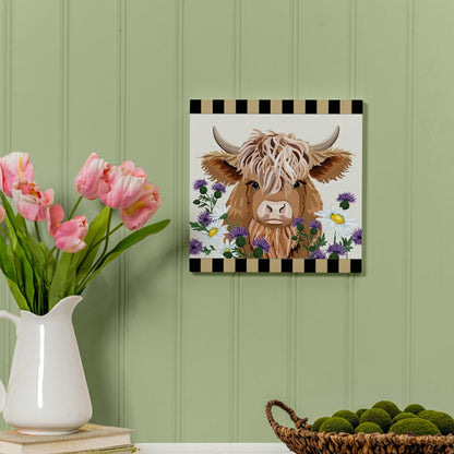Petal & Plow Indoor Wall Decor, Highland Cow, 12" L x 12" H | Plow & Hearth