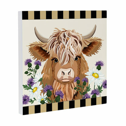 Petal & Plow Indoor Wall Decor, Highland Cow, 12" L x 12" H | Plow & Hearth