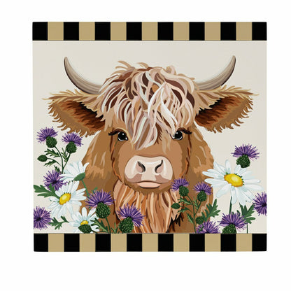 Petal & Plow Indoor Wall Decor, Highland Cow, 12" L x 12" H | Plow & Hearth