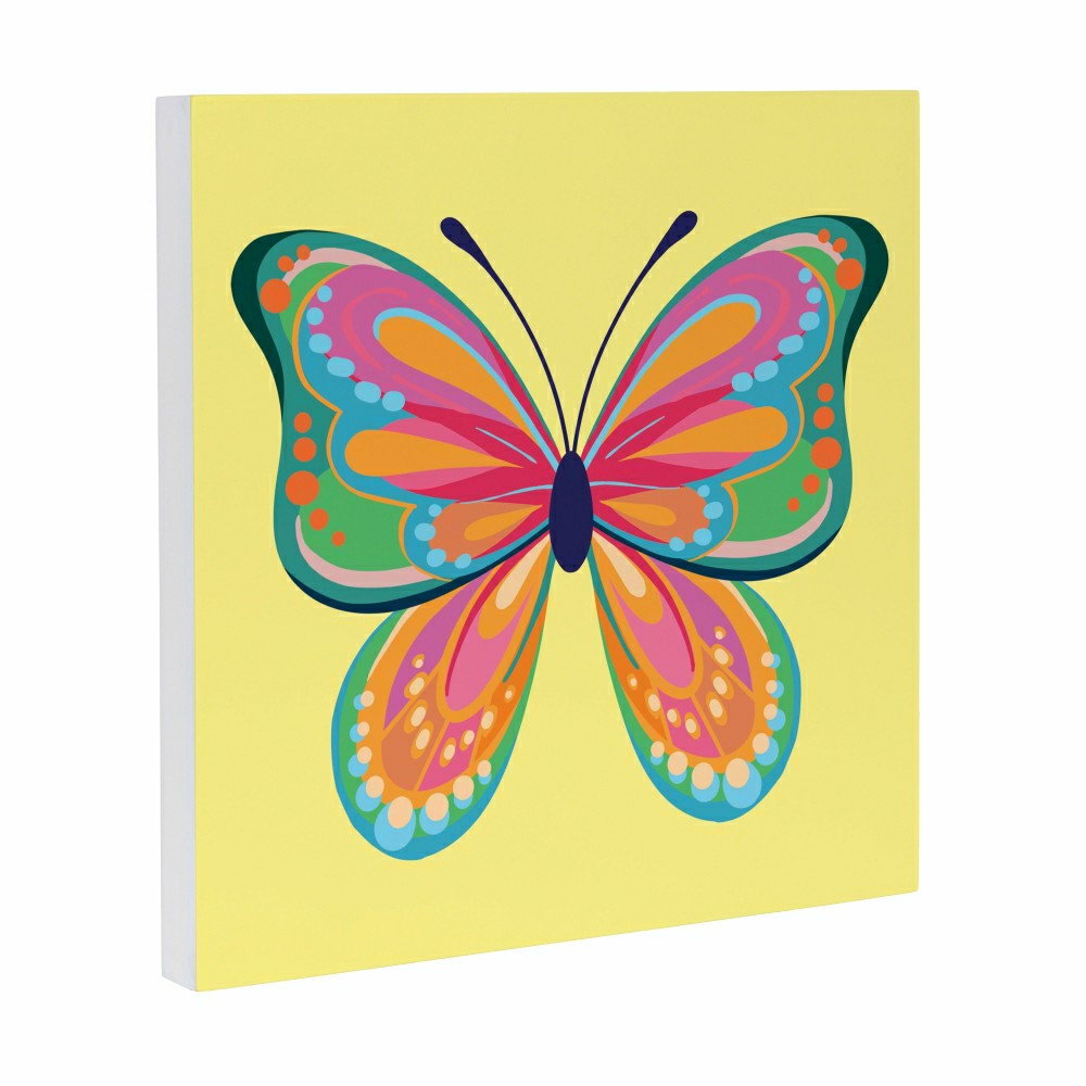 Bunny Blooms Indoor Wall Decor, Pink Butterfly, 12" L x 12" H | Plow & Hearth