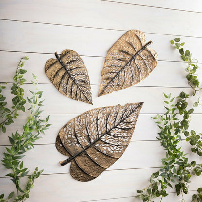 Set of 3 Metal Decorative Leaves Wall Décor | Plow & Hearth