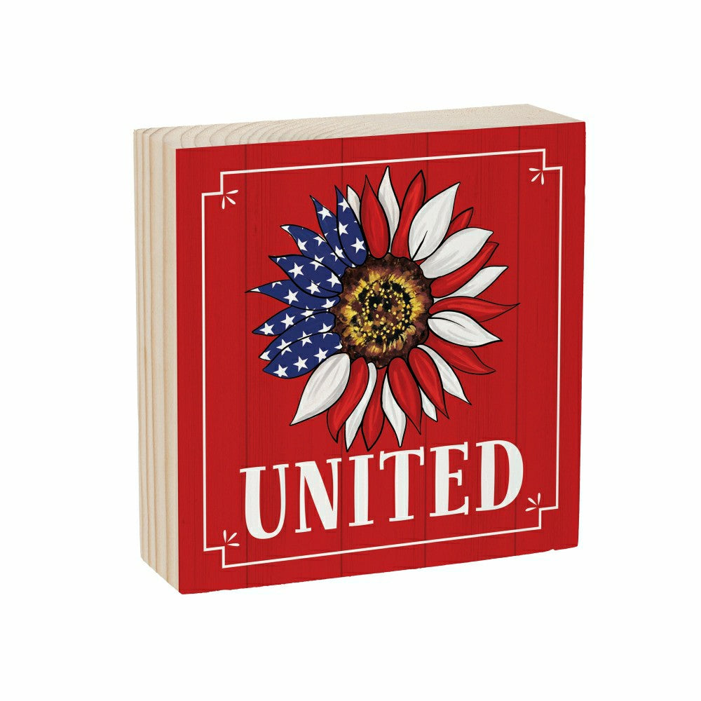 American Classic Sign Wood Block "United", 6"x6" | Plow & Hearth