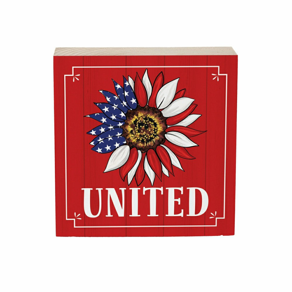 American Classic Sign Wood Block "United", 6"x6" | Plow & Hearth