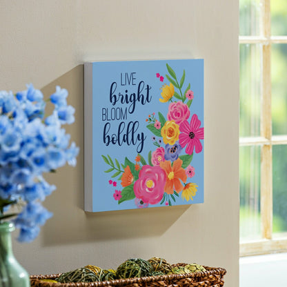 Bunny Blooms Indoor Wall Decor, Live Bright Bloom Boldly, 12" L x 12"  | Plow & Hearth