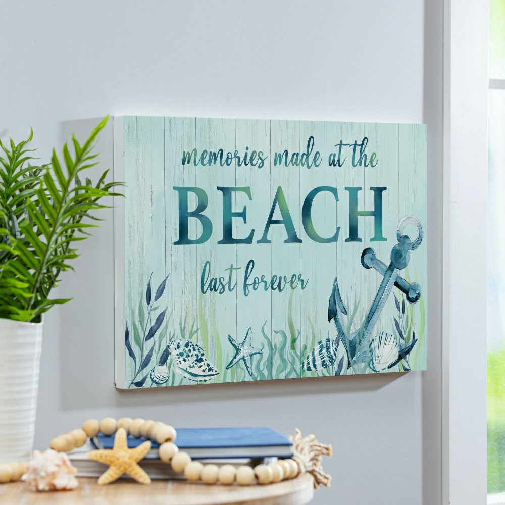 Blue Coastal Indoor Wall Decor, Memories, 24" L x 16" H | Plow & Hearth