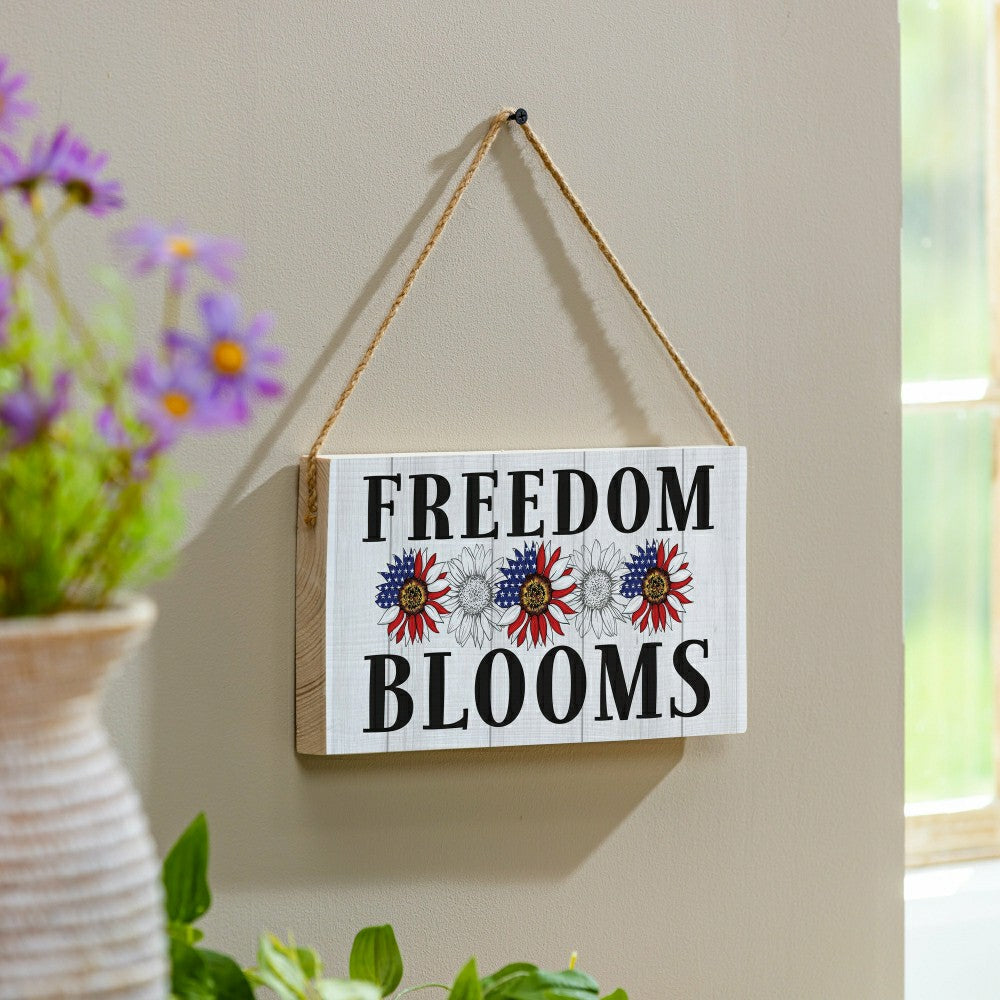 American Classic Garden Decor, Hanging Sign, Freedom Blooms, 11" L x 6 | Plow & Hearth