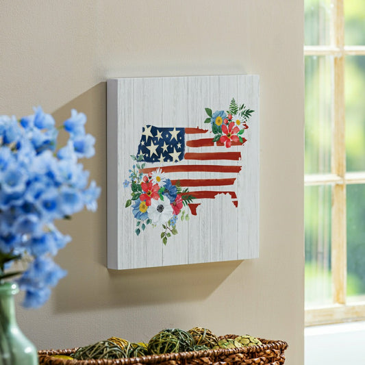 American Classic Indoor Wall Decor, Floral USA, 12" L x 12" H | Plow & Hearth