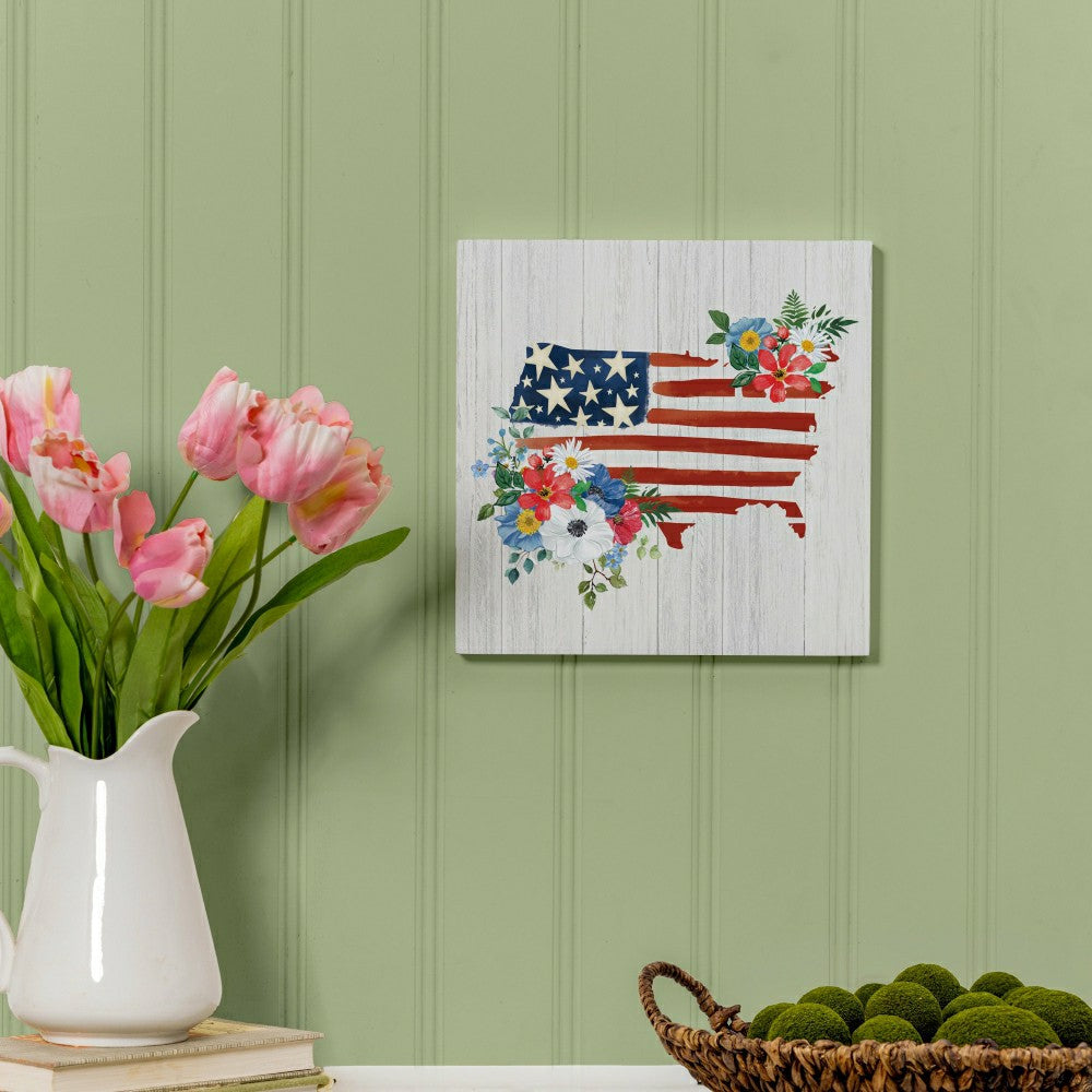 American Classic Indoor Wall Decor, Floral USA, 12" L x 12" H | Plow & Hearth