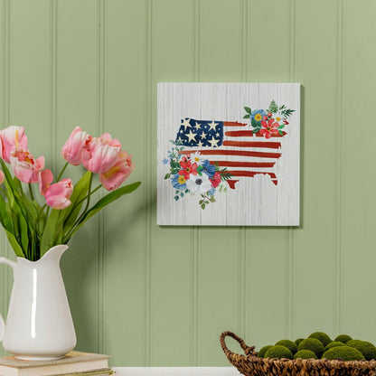 American Classic Indoor Wall Decor, Floral USA, 12" L x 12" H | Plow & Hearth