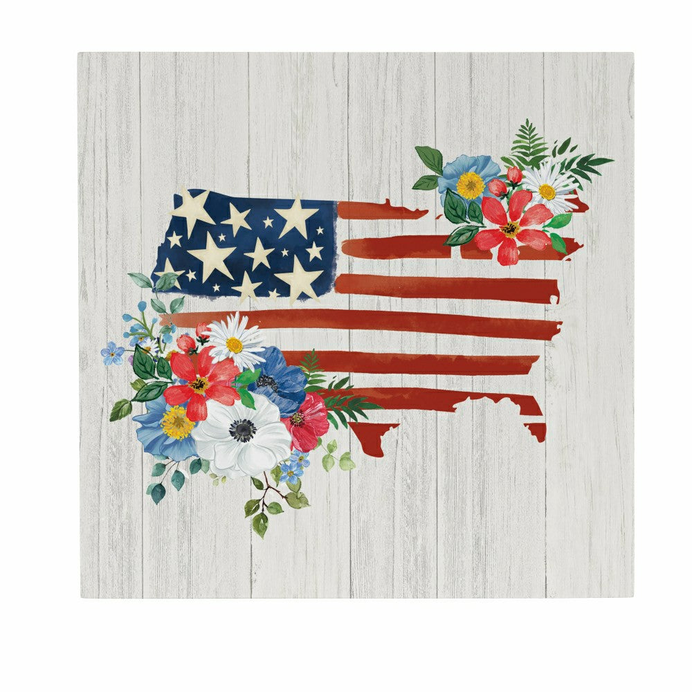 American Classic Indoor Wall Decor, Floral USA, 12" L x 12" H | Plow & Hearth