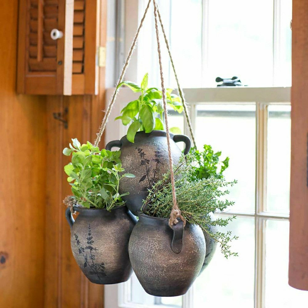 Triple Hanging Clay Pot Planter | Plow & Hearth
