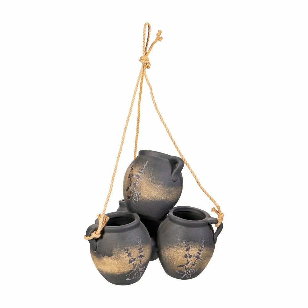Triple Hanging Clay Pot Planter | Plow & Hearth