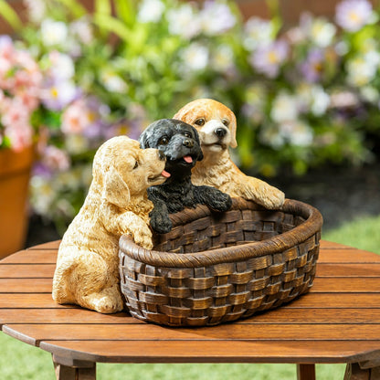 Puppies and Basket Resin Planter | Plow & Hearth