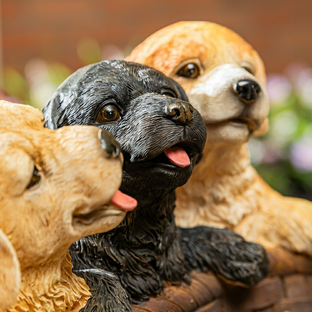 Puppies and Basket Resin Planter | Plow & Hearth
