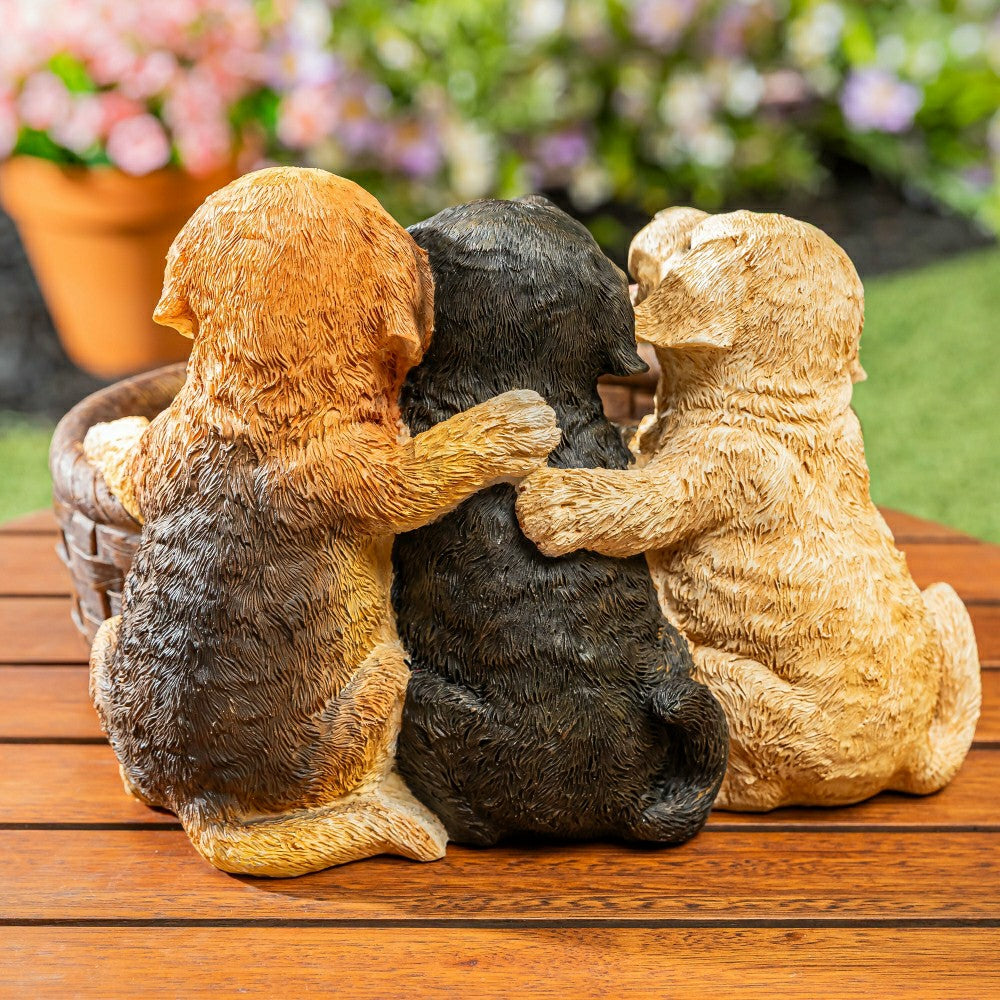 Puppies and Basket Resin Planter | Plow & Hearth