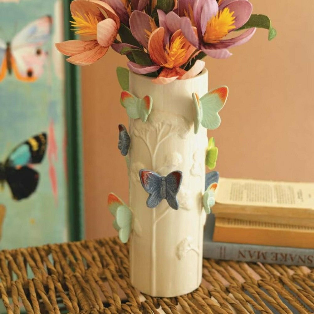 Ceramic Vase with Colorful Butterflies | Plow & Hearth