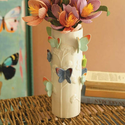 Ceramic Vase with Colorful Butterflies | Plow & Hearth