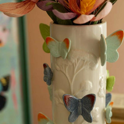 Ceramic Vase with Colorful Butterflies | Plow & Hearth