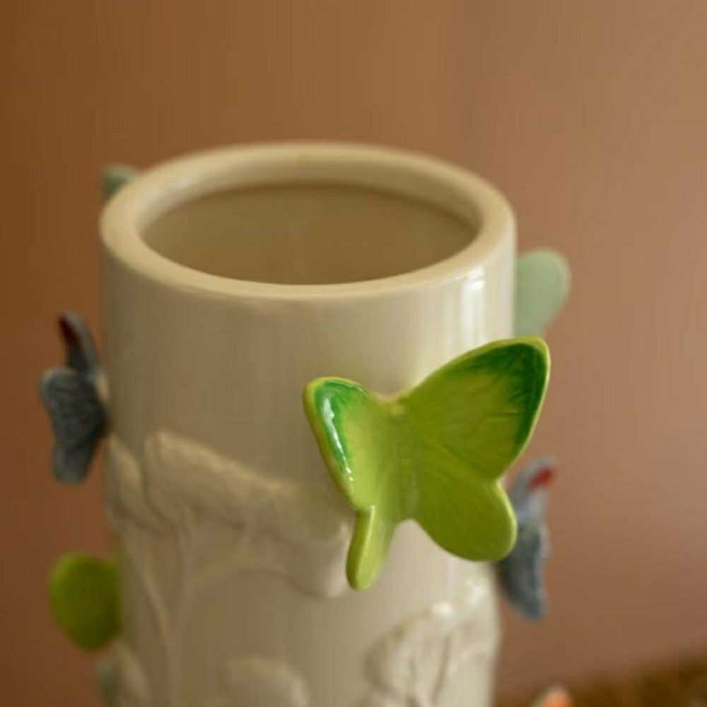 Ceramic Vase with Colorful Butterflies | Plow & Hearth