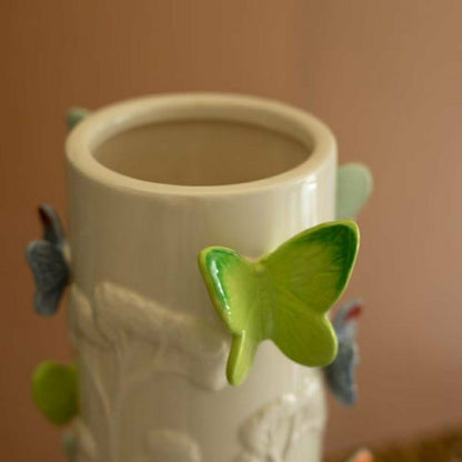 Ceramic Vase with Colorful Butterflies | Plow & Hearth