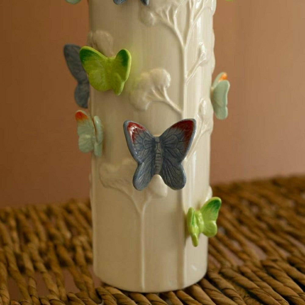 Ceramic Vase with Colorful Butterflies | Plow & Hearth