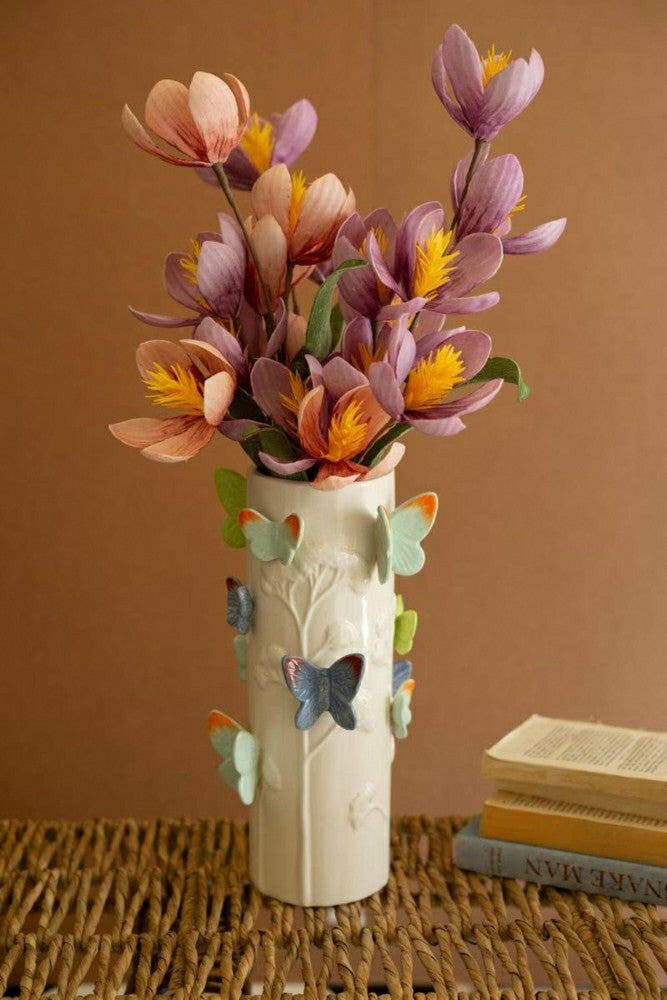 Ceramic Vase with Colorful Butterflies | Plow & Hearth