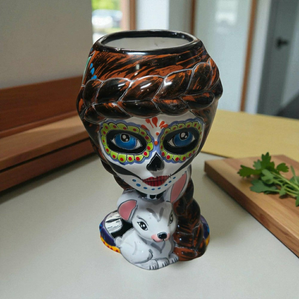 Day of the Dead Lady & Bunny Planter | Plow & Hearth