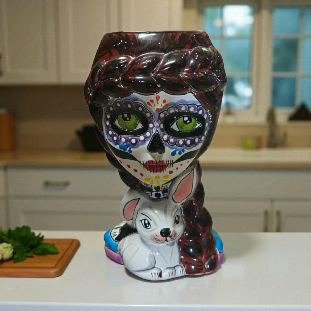 Day of the Dead Lady & Bunny Planter | Plow & Hearth