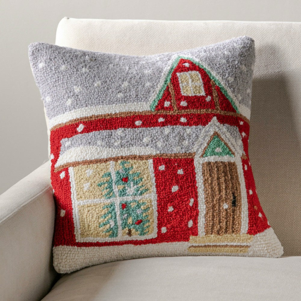 Cabin in the Woods Hooked Pillow | Plow & Hearth