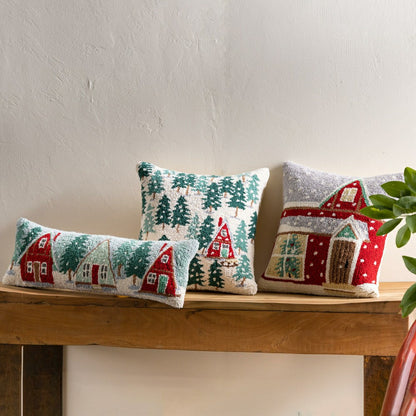 Cabin in the Woods Hooked Pillow | Plow & Hearth