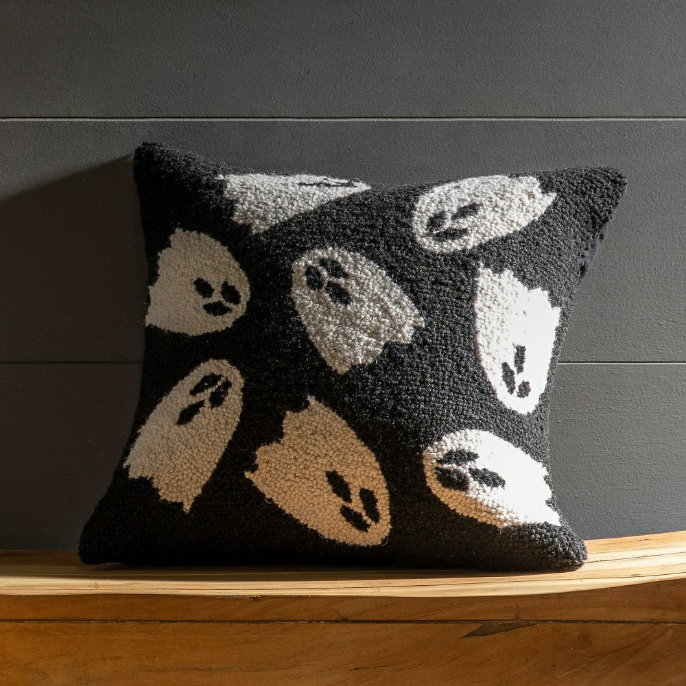 Handhooked Wool Ghost Pillow | Plow & Hearth
