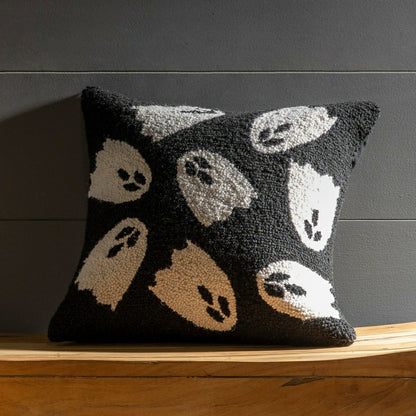 Handhooked Wool Ghost Pillow | Plow & Hearth