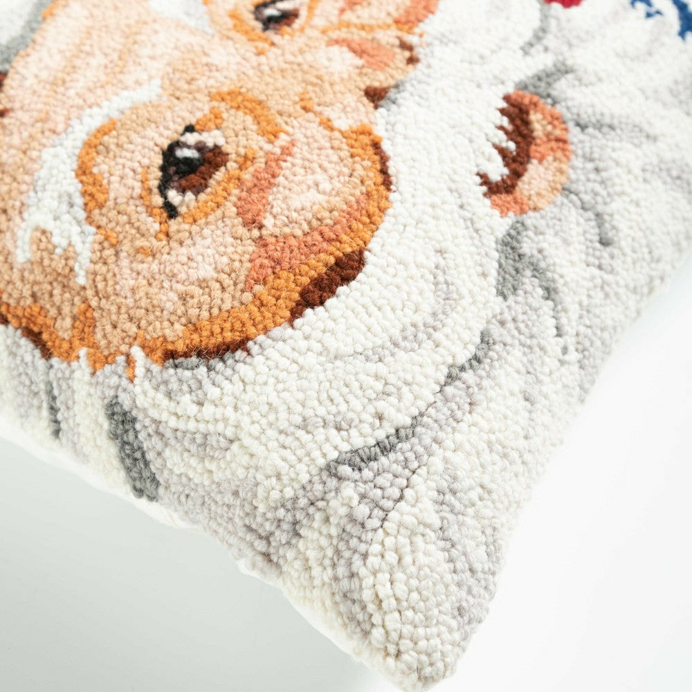 Jolly Santa Hand-Hooked Wool Throw Pillow | Plow & Hearth