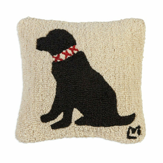 Black Lab Hand-Hooked Wool Throw Pillow | Plow & Hearth