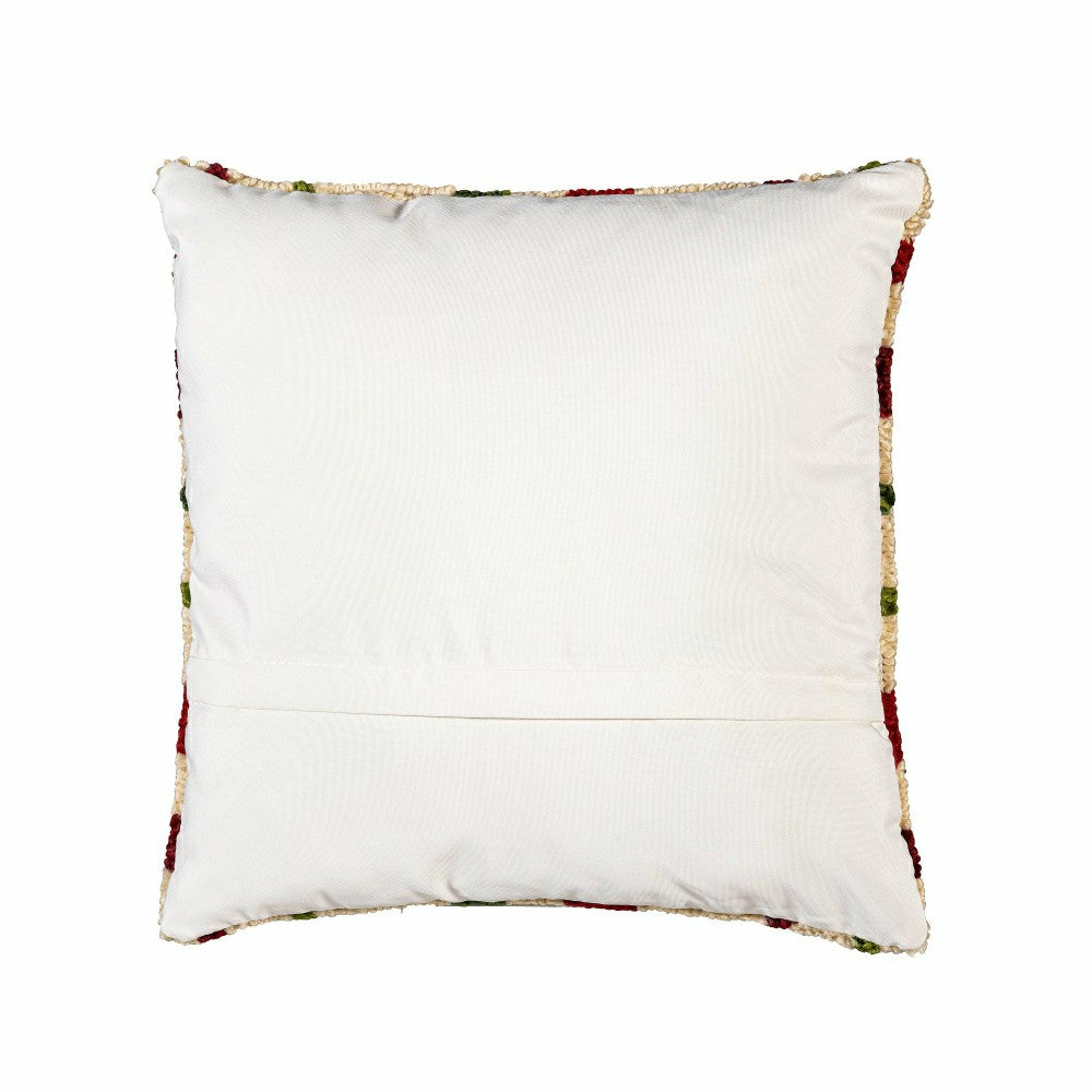 Indoor/Outdoor Hooked Pillow Christmas Plaid Polypropylene, 18"x18" | Plow & Hearth
