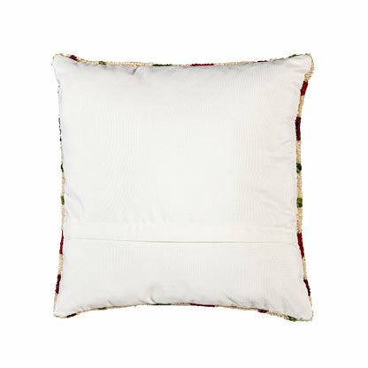 Indoor/Outdoor Hooked Pillow Christmas Plaid Polypropylene, 18"x18" | Plow & Hearth