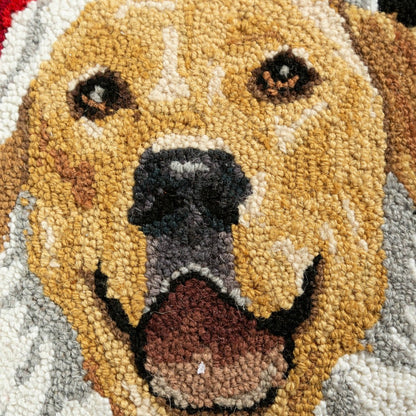 Holiday Golden Retriever Santa Hand-Hooked Wool Throw Pillow | Plow & Hearth