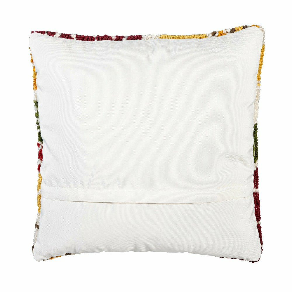 Indoor/Outdoor Fall Florals Hooked Polypropylene Throw Pillow 18"x18" | Plow & Hearth