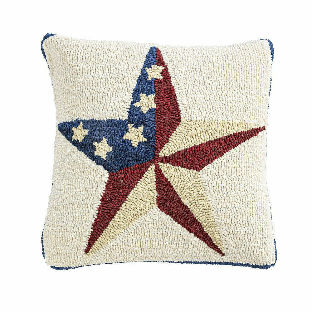 Indoor/Outdoor Hand-Hooked Star Throw Pillow | Plow & Hearth